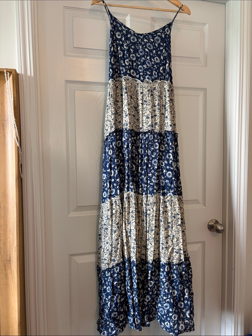 Lucky Brand Navy and Cream Floral Maxi Dress